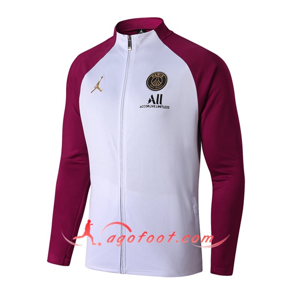 Nouveaux Veste Foot Pairis PSG Blanc 20/21