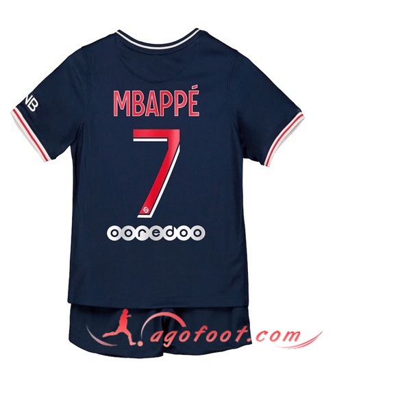 Ensemble Maillots Foot PSG (Mbappé 7) Enfants Domicile 20/21