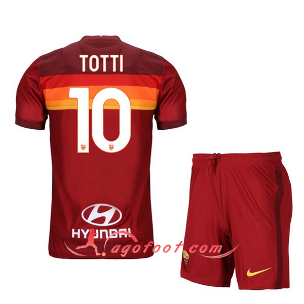 Ensemble Maillots Foot AS Roma (TOTTI 10) Enfants Domicile 20/21