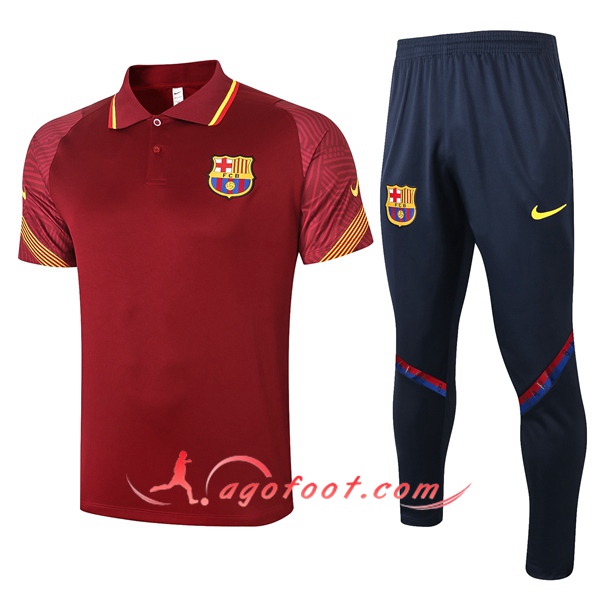 Ensemble Polo FC Barcelone + Pantalon Rouge 20/21