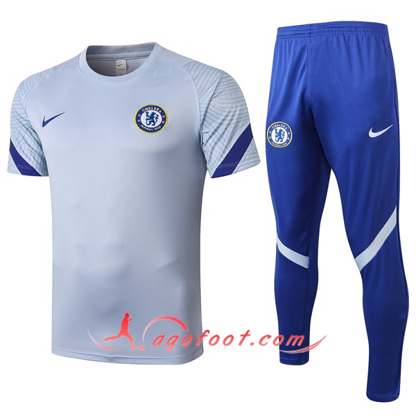 Training T-Shirts FC Chelsea + Pantalon Gris 20/21