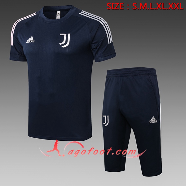 Training T-Shirts Juventus + Pantalon 3/4 Bleu 20/21