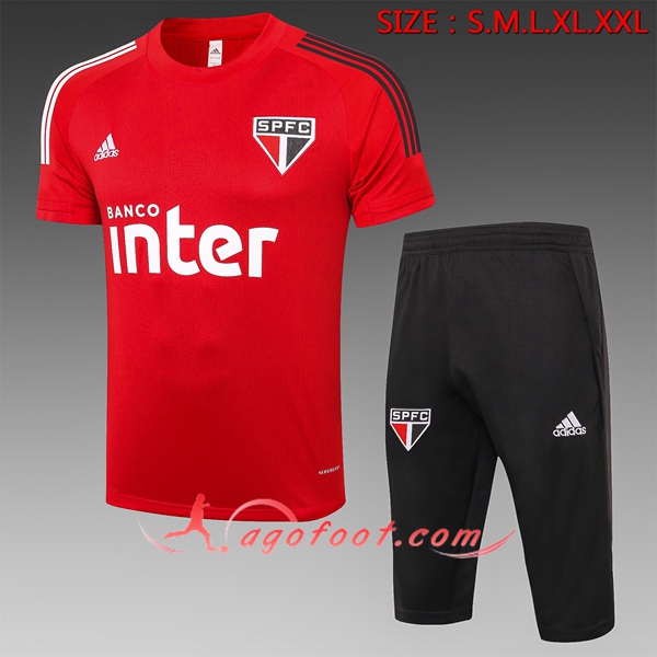 Training T-Shirts Sao Paulo FC + Pantalon 3/4 Rouge 20/21