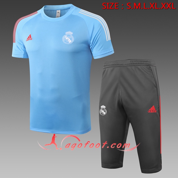 Training T-Shirts Real Madrid + Pantalon 3/4 Bleu 20/21