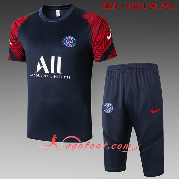 Training T-Shirts Paris PSG + Pantalon 3/4 Bleu 20/21