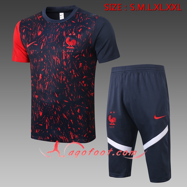 Training T-Shirts France + Pantalon 3/4 Noir 20/21