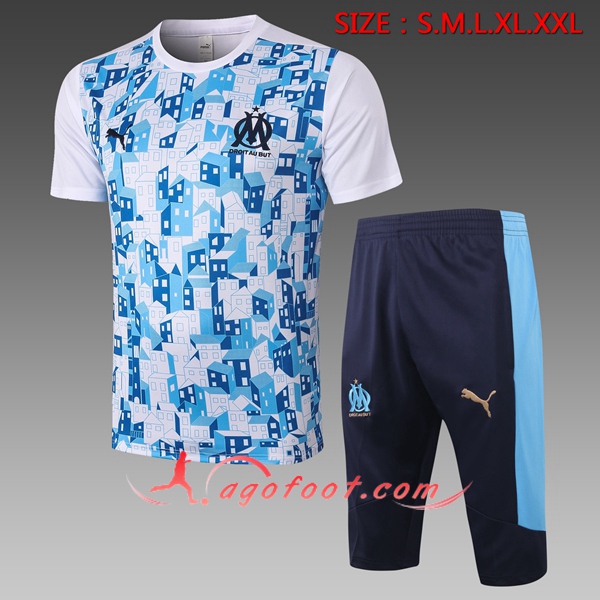 Training T-Shirts Marseille OM + Pantalon 3/4 Blanc 20/21