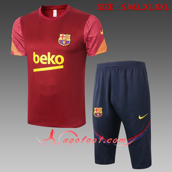 Training T-Shirts FC Barcelone + Pantalon 3/4 Rouge 20/21