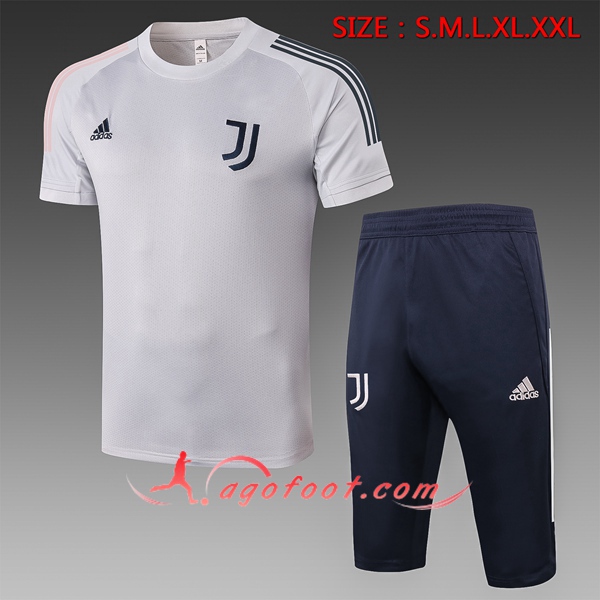 Training T-Shirts Juventus + Pantalon 3/4 Gris 20/21