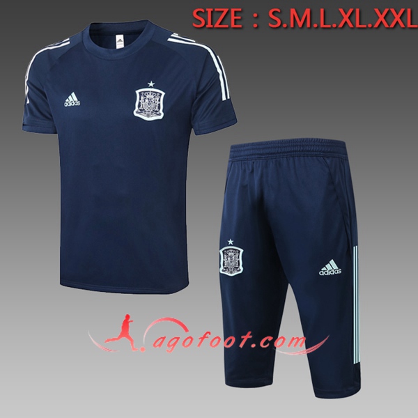 Training T-Shirts Espagne + Pantalon 3/4 Bleu 20/21