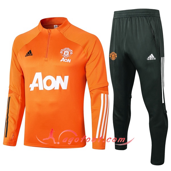 Ensemble Survetement de Foot Manchester United Orange 20/21