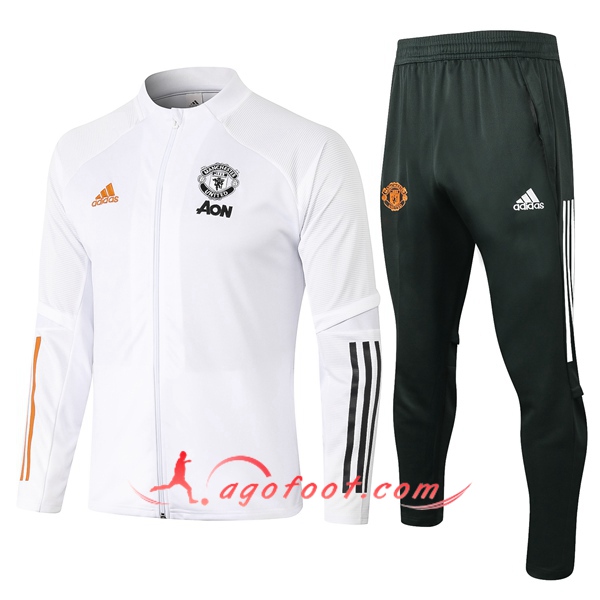 Ensemble Survetement de Foot - Veste Manchester United Blanc 20/21