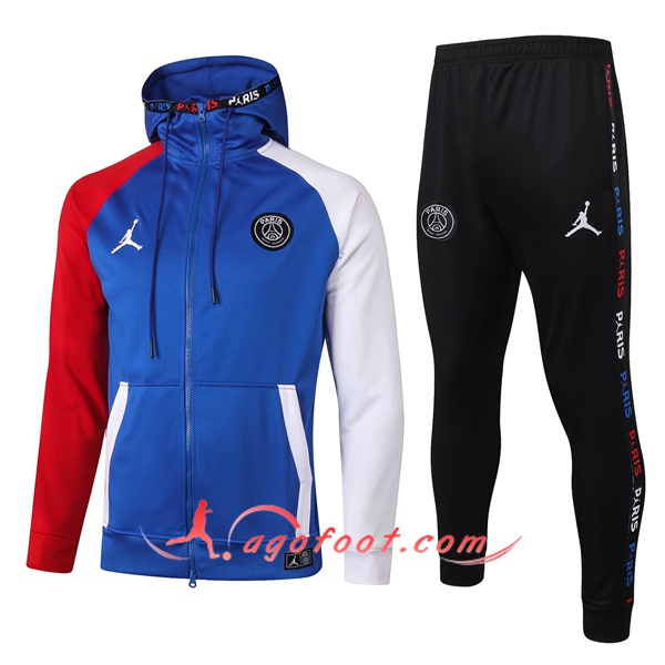 Veste A Capuche Survetement Foot Pairis PSG Jordan Bleu 20/21