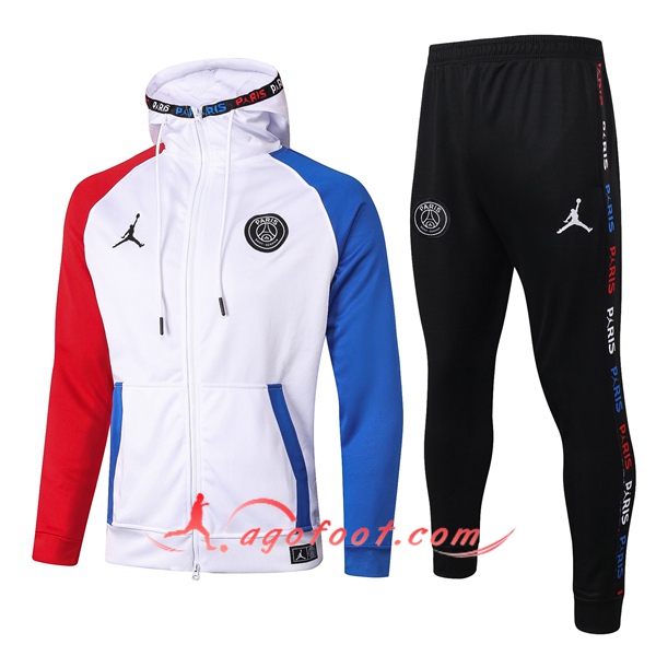 Veste A Capuche Survetement Foot Pairis PSG Jordan Blanc 20/21