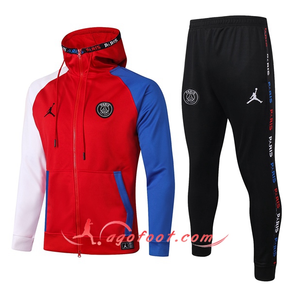 Veste A Capuche Survetement Foot Pairis PSG Jordan Rouge 20/21