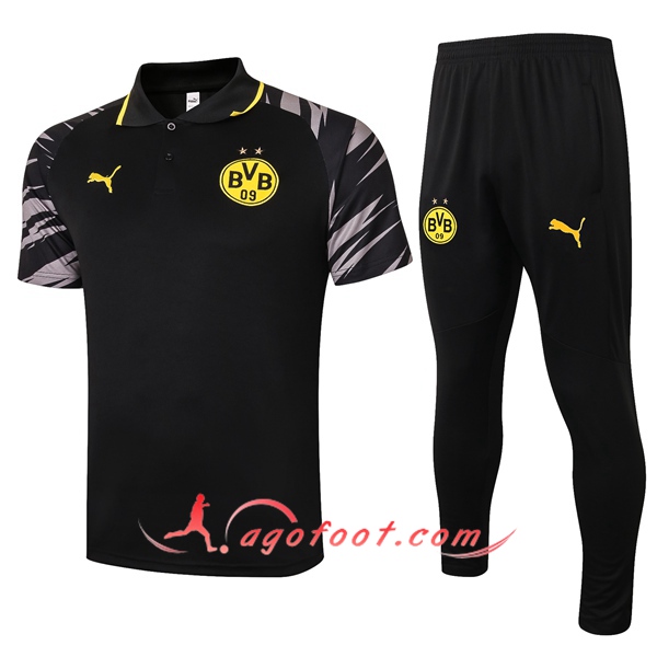 Ensemble Polo Dortmund BVB + Pantalon Noir 20/21