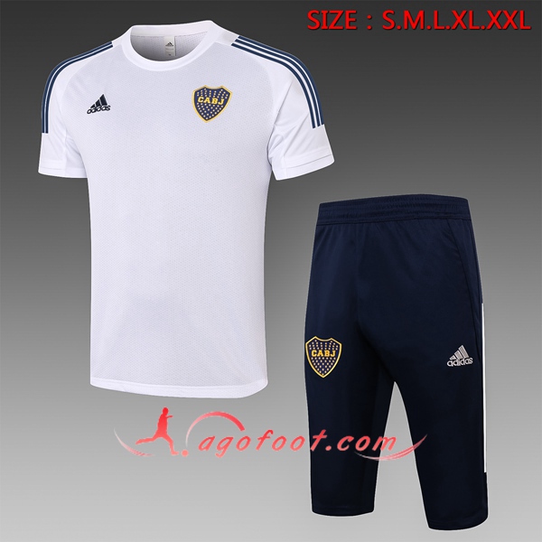 Ensemble Training T-Shirts Boca Juniors + Pantalon 3/4 Blanc 20/21