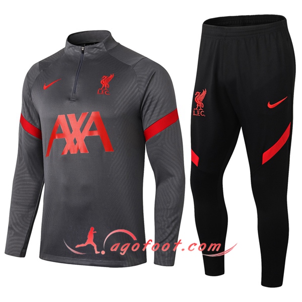 Ensemble Survetement de Foot FC Liverpool Gris 20/21