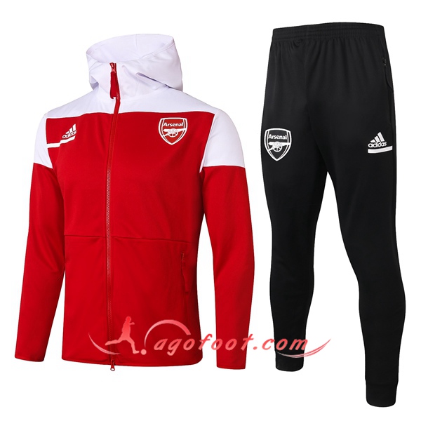 Veste A Capuche Survetement Foot Arsenal Rouge 20/21