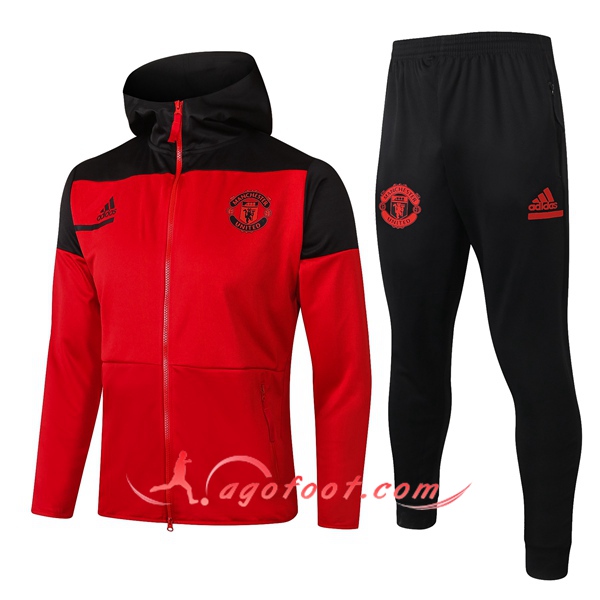 Veste A Capuche Survetement Foot Manchester United Rouge 20/21