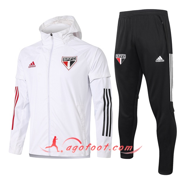 Coupe-Vent Survetement de Foot Sao Paulo FC Blanc 20/21