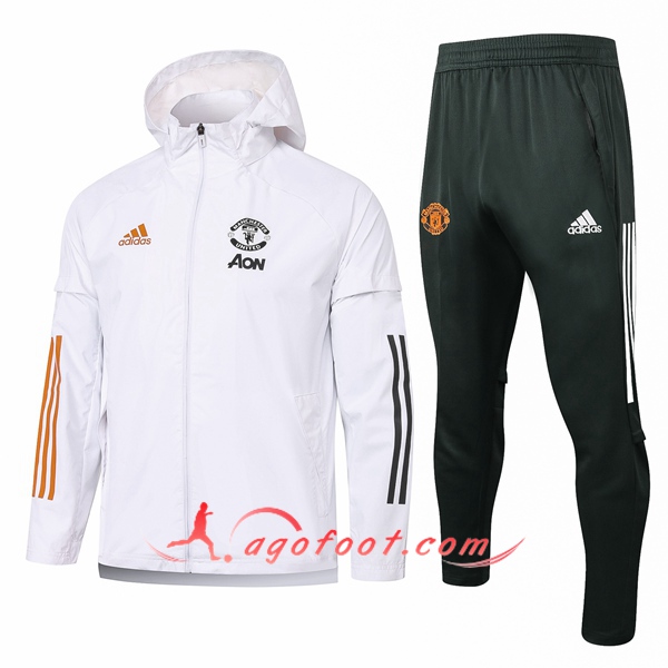 Coupe-Vent Survetement de Foot Manchester United Blanc 20/21