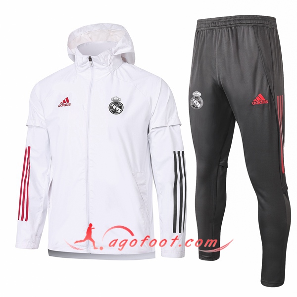 Coupe-Vent Survetement de Foot Real Madrid Blanc 20/21