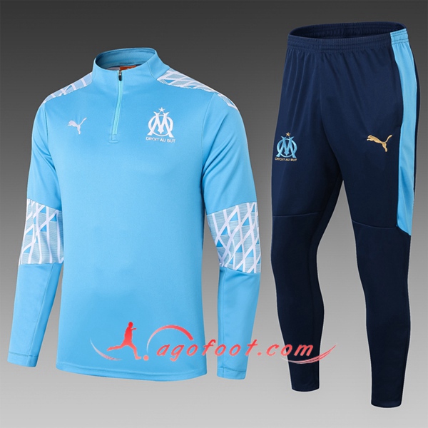 Nouveau Survetement de Foot Marseille OM Enfant Bleu 20/21