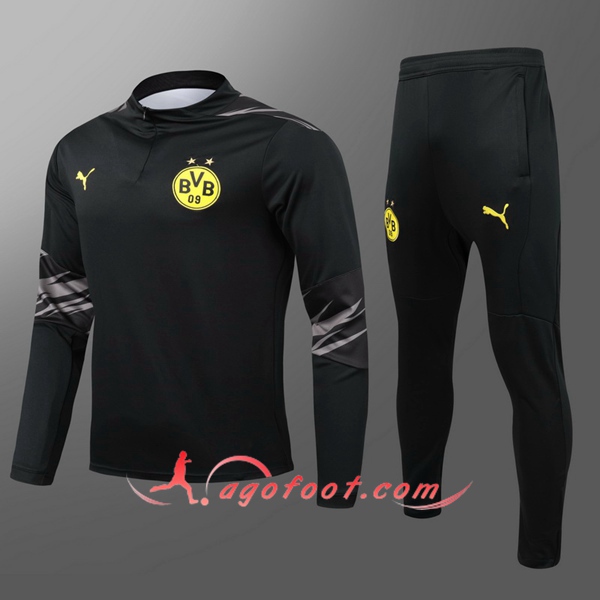 Nouveau Survetement de Foot Dortmund BVB Enfant Noir 20/21