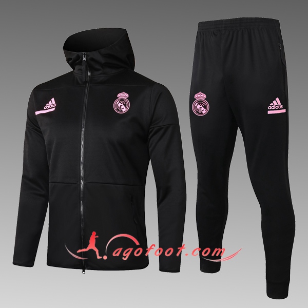 Veste A Capuche Survetement Foot Real Madrid Enfant Noir 20/21
