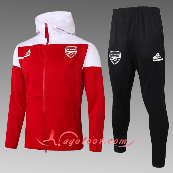 Veste A Capuche Survetement Foot Arsenal Enfant Rouge 20/21