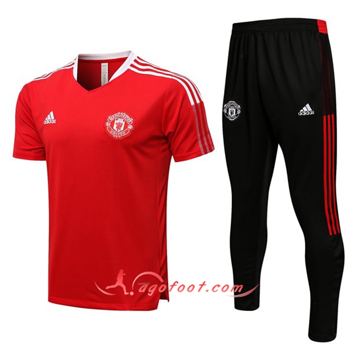 Ensemble Polo Manchester United + Pantalon Rouge/Blanc 2021/2022 -02