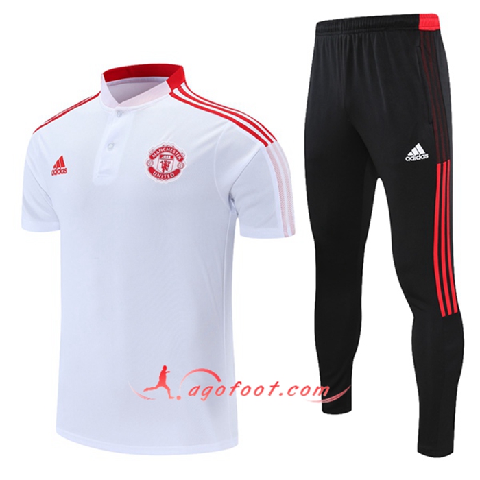 Ensemble Polo Manchester United + Pantalon Blanc/Rouge2021/2022