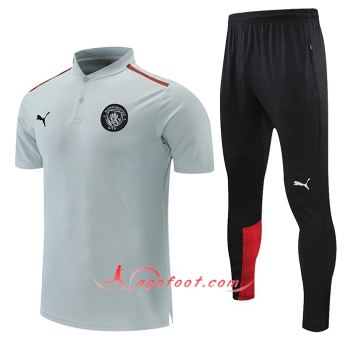 Ensemble Polo Manchester City + Pantalon Gris/Rouge 2021/2022
