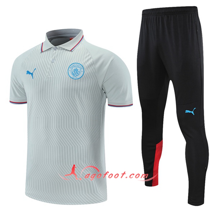 Ensemble Polo Manchester City + Pantalon Rouge/Gris 2021/2022