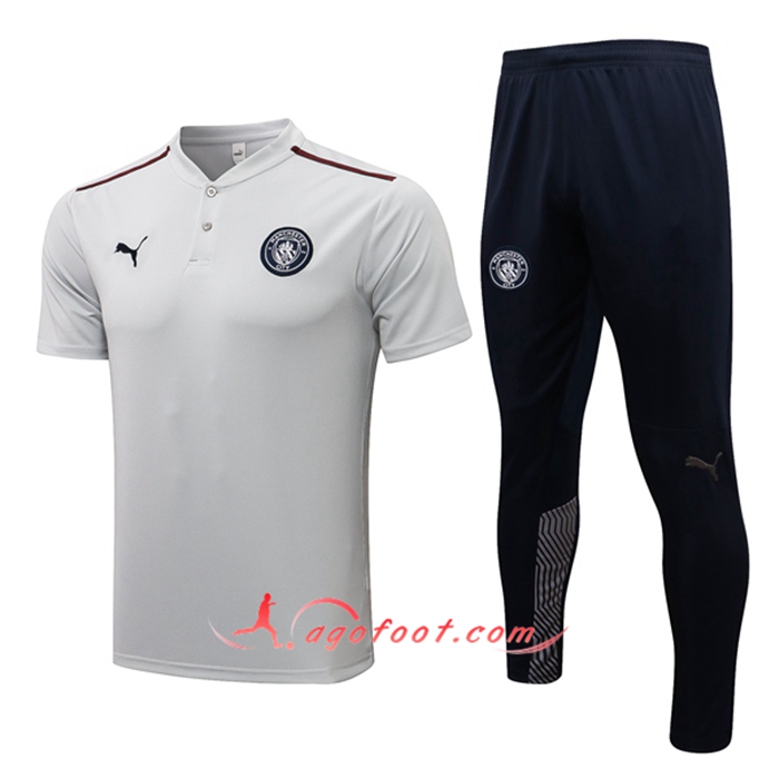 Ensemble Polo Manchester City + Pantalon Gris/Noir 2021/2022
