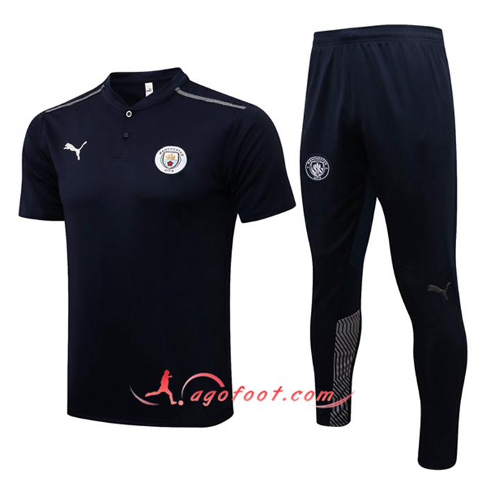 Ensemble Polo Manchester City + Pantalon Noir/Gris 2021/2022
