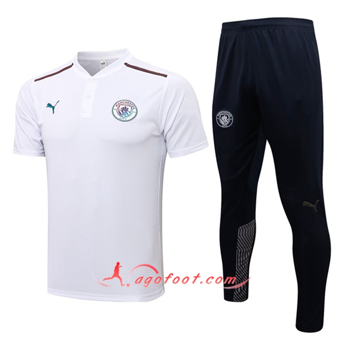 Ensemble Polo Manchester City + Pantalon Blanc 2021/2022