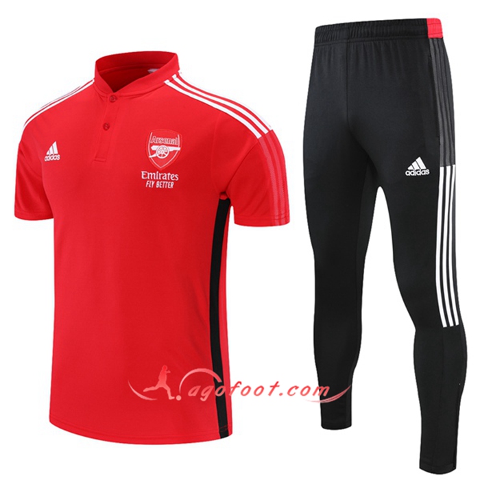 Ensemble Polo FC Arsenal + Pantalon Noir/Blanc/Rouge 2021/2022