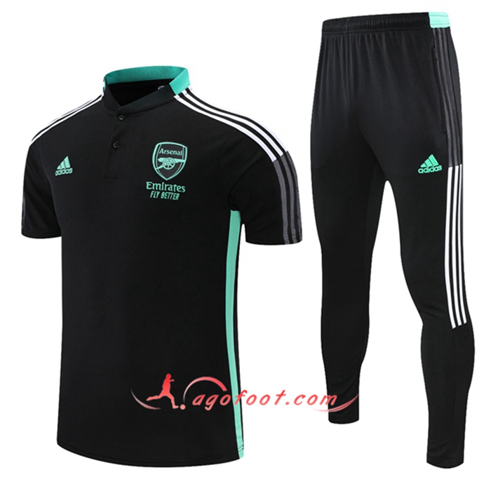 Ensemble Polo FC Arsenal + Pantalon Noir/Vert 2021/2022
