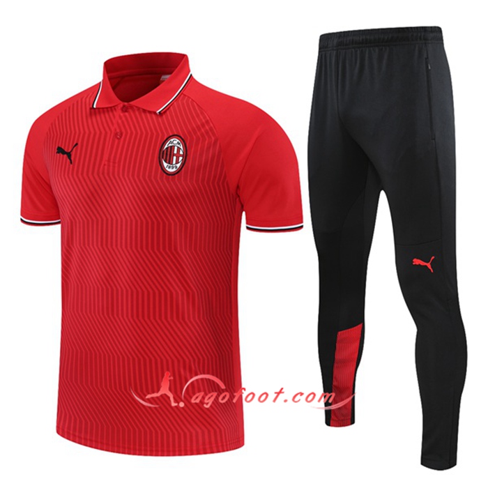 Ensemble Polo Milan AC + Pantalon Rouge 2021/2022 -01