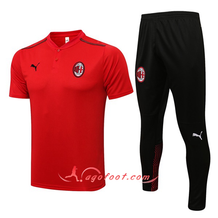 Ensemble Polo Milan AC + Pantalon Rouge/Noir 2021/2022