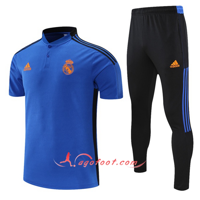 Ensemble Polo Real Madrid + Pantalon Noir/Bleu 2021/2022 -01