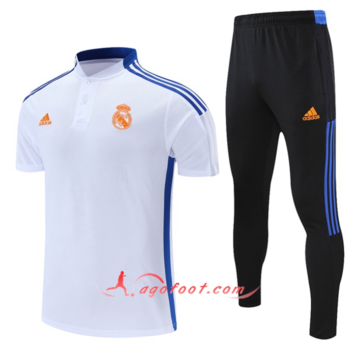 Ensemble Polo Real Madrid + Pantalon Blanc/Bleu 2021/2022
