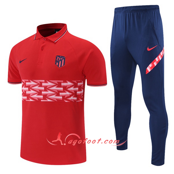 Ensemble Polo Atletico Madrid + Pantalon Blanc/Rouge 2021/2022
