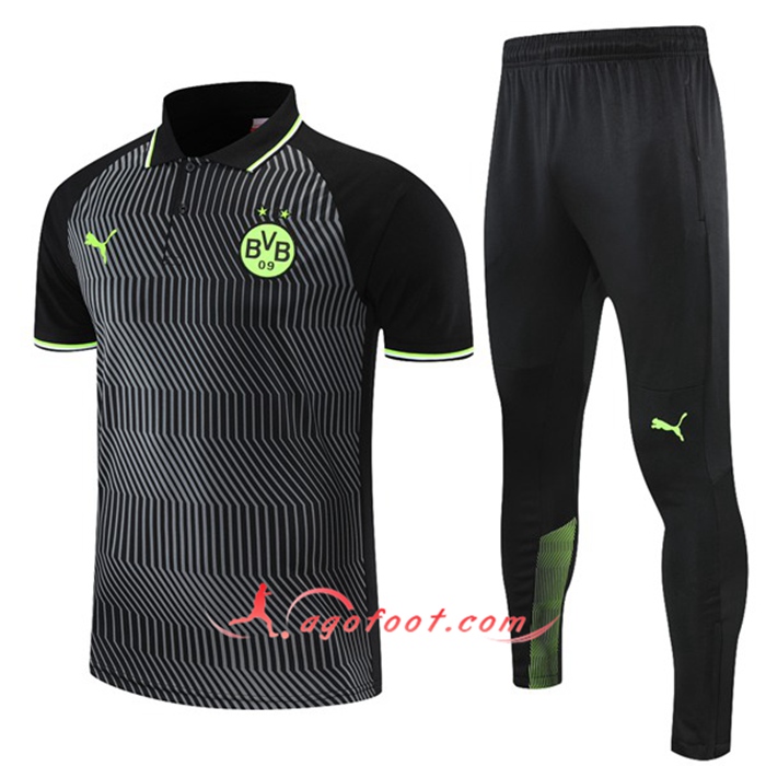 Ensemble Polo Dortmund BVB + Pantalon Gris/Noir 2021/2022