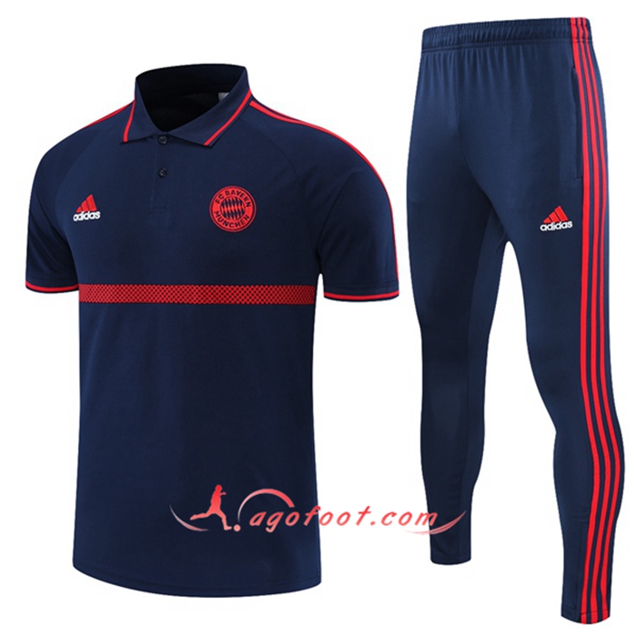 Ensemble Polo Bayern Munich + Pantalon Bleu Marin/Rouge 2021/2022