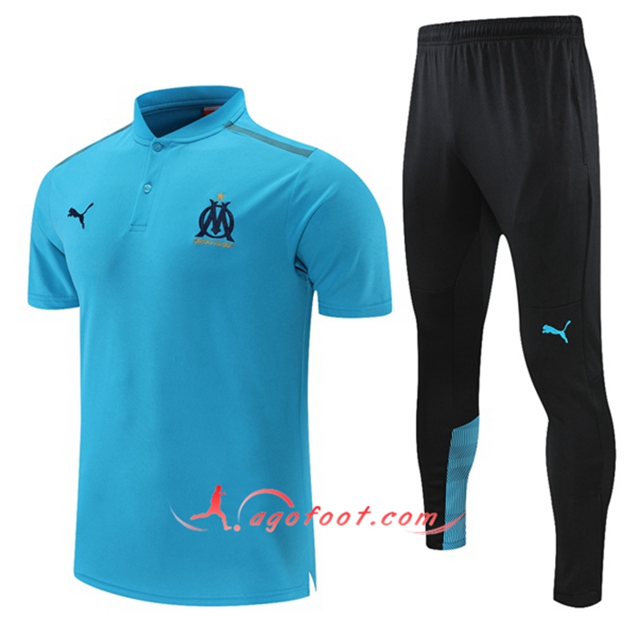 Ensemble Polo Marseille OM + Pantalon Gris/Bleu 2021/2022
