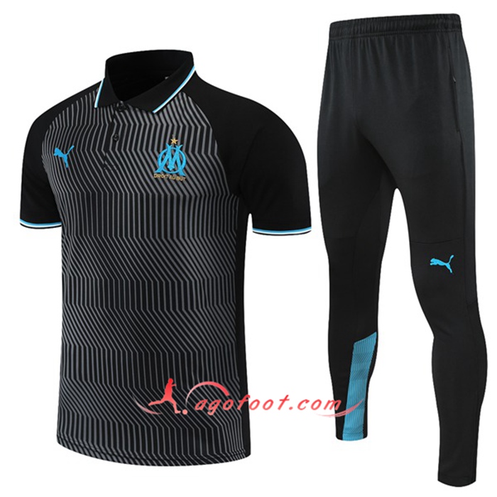 Ensemble Polo Marseille OM + Pantalon Gris/Noir 2021/2022