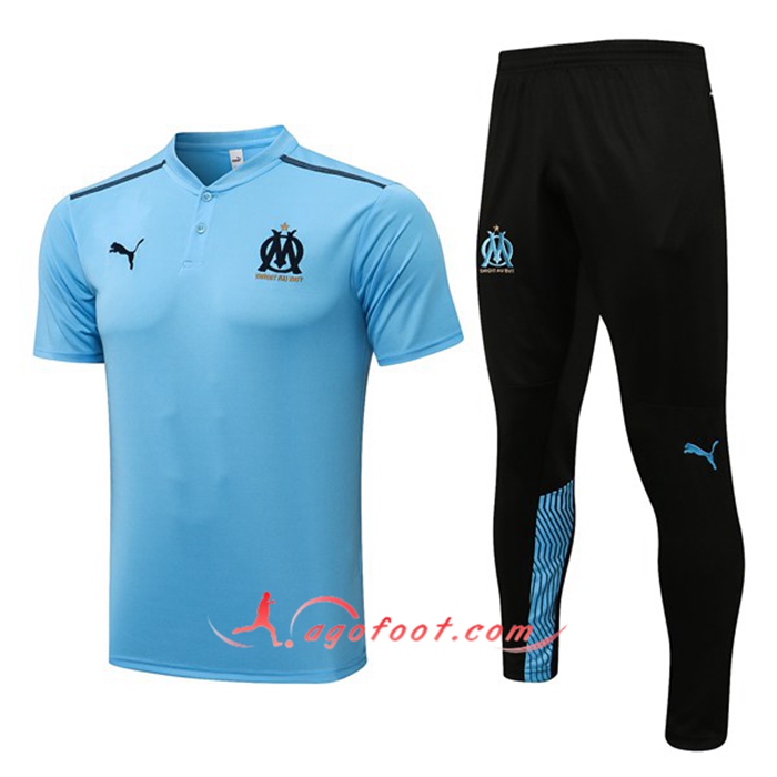 Ensemble Polo Marseille OM + Pantalon Gris/Noir 2021/2022 -01